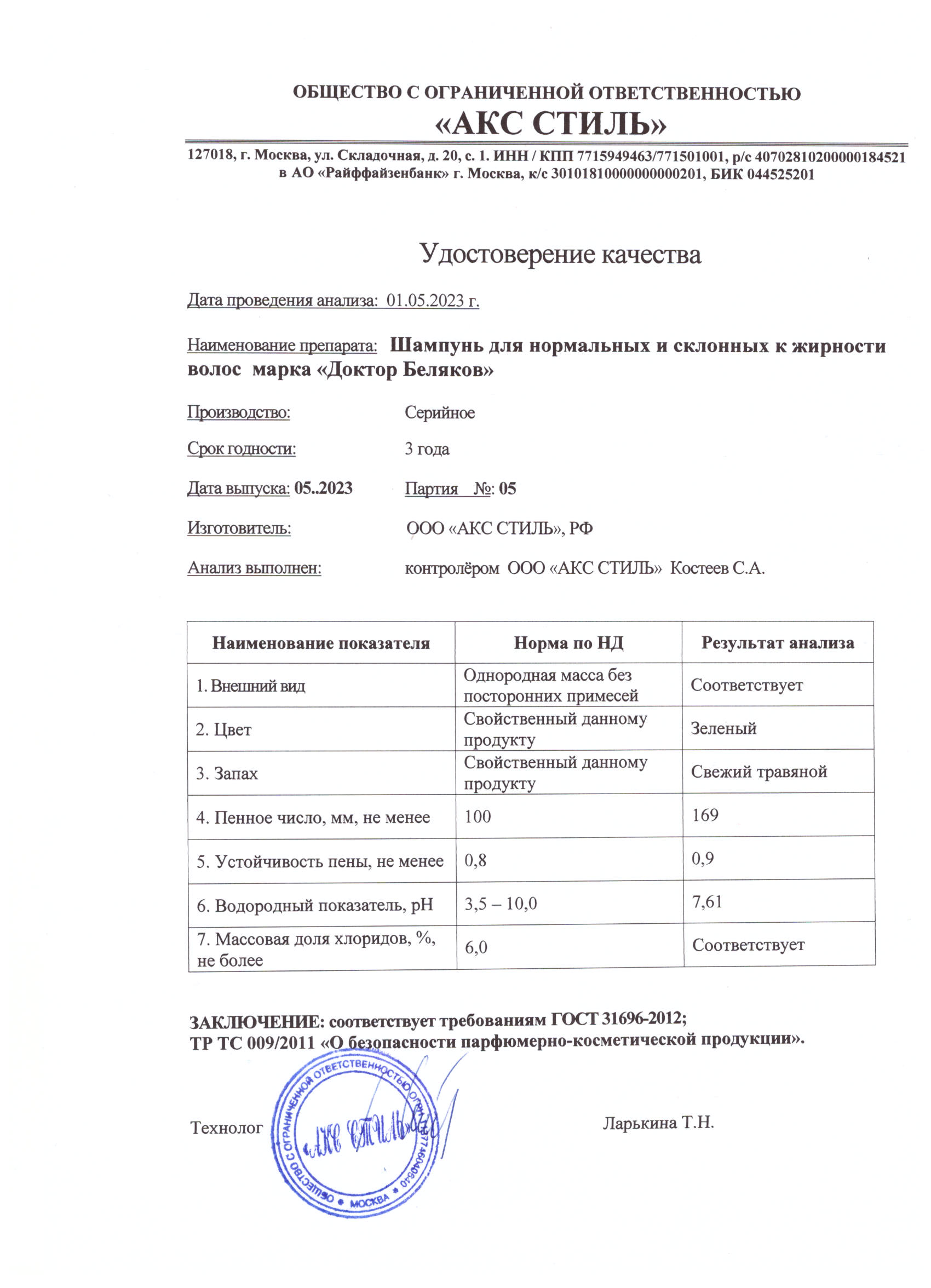 Паспорт №052023